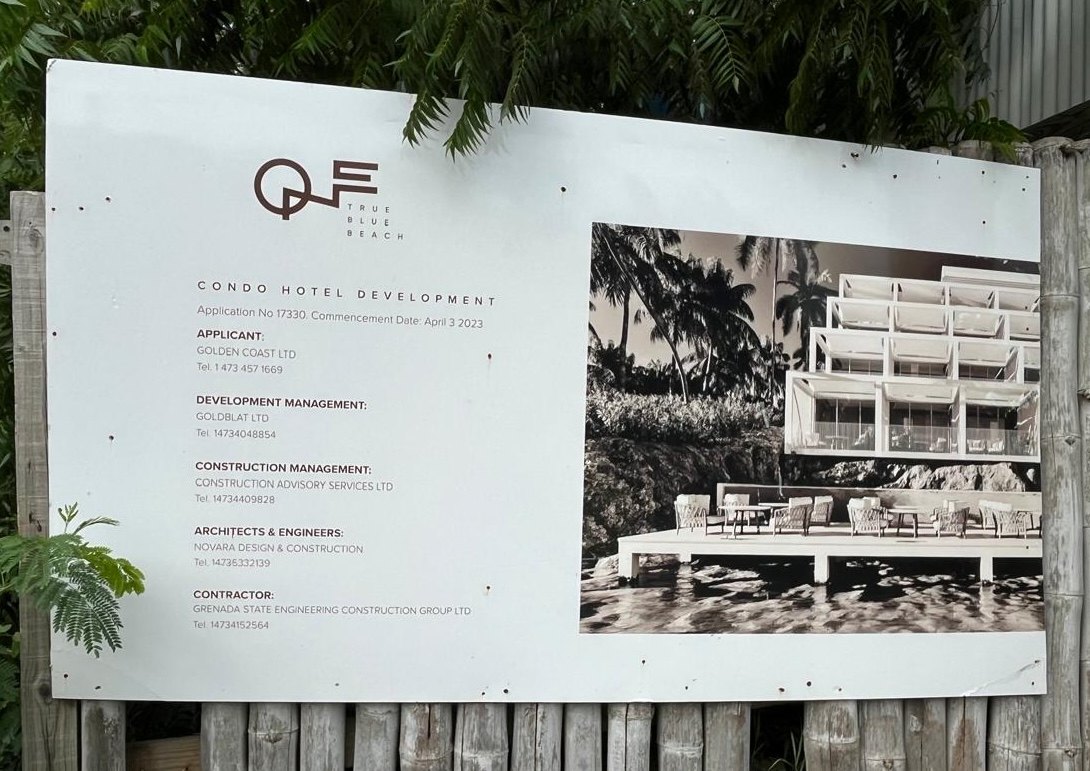 Billboard posted on the site of the One True Blue Beach development