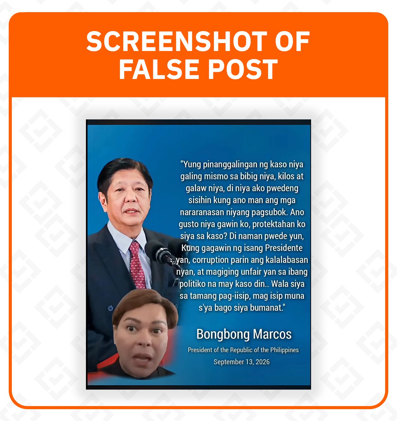 FACT CHECK: Marcos Jr. did not say protecting VP Duterte from her case is ‘corruption’